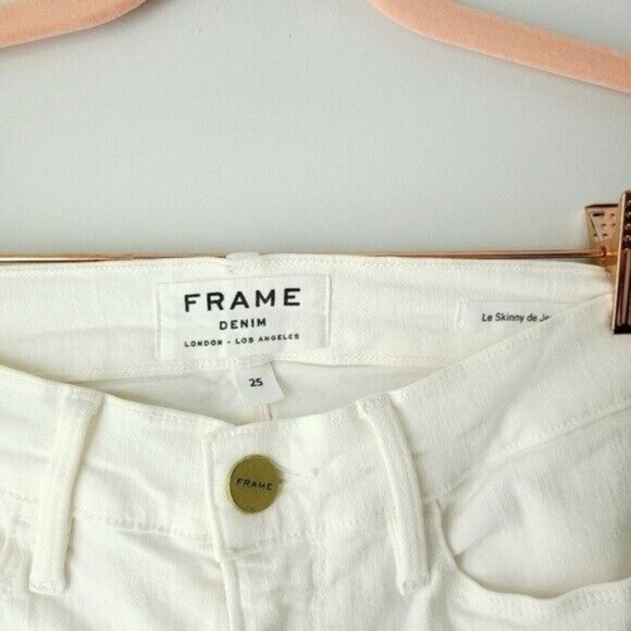 FRAME Distressed White Skinny de Jeanne Jeans - Picture 7 of 9